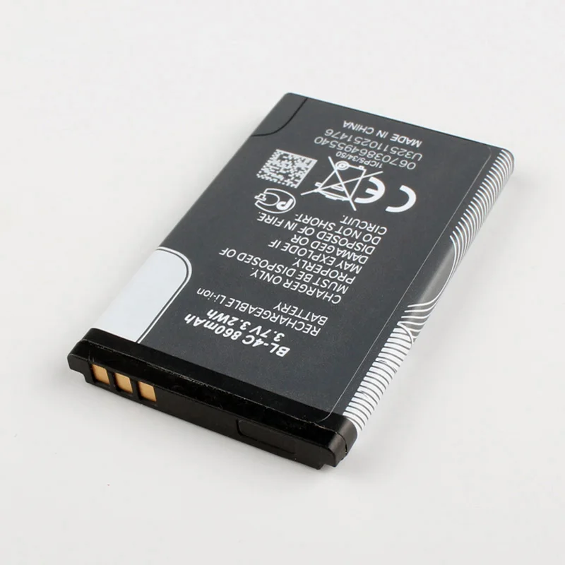 Original BL-4C phone battery for Nokia 6100 6300 6125 6136S 6170 6260 6301 7705 7200 7270 8208 BL4C 860mAh