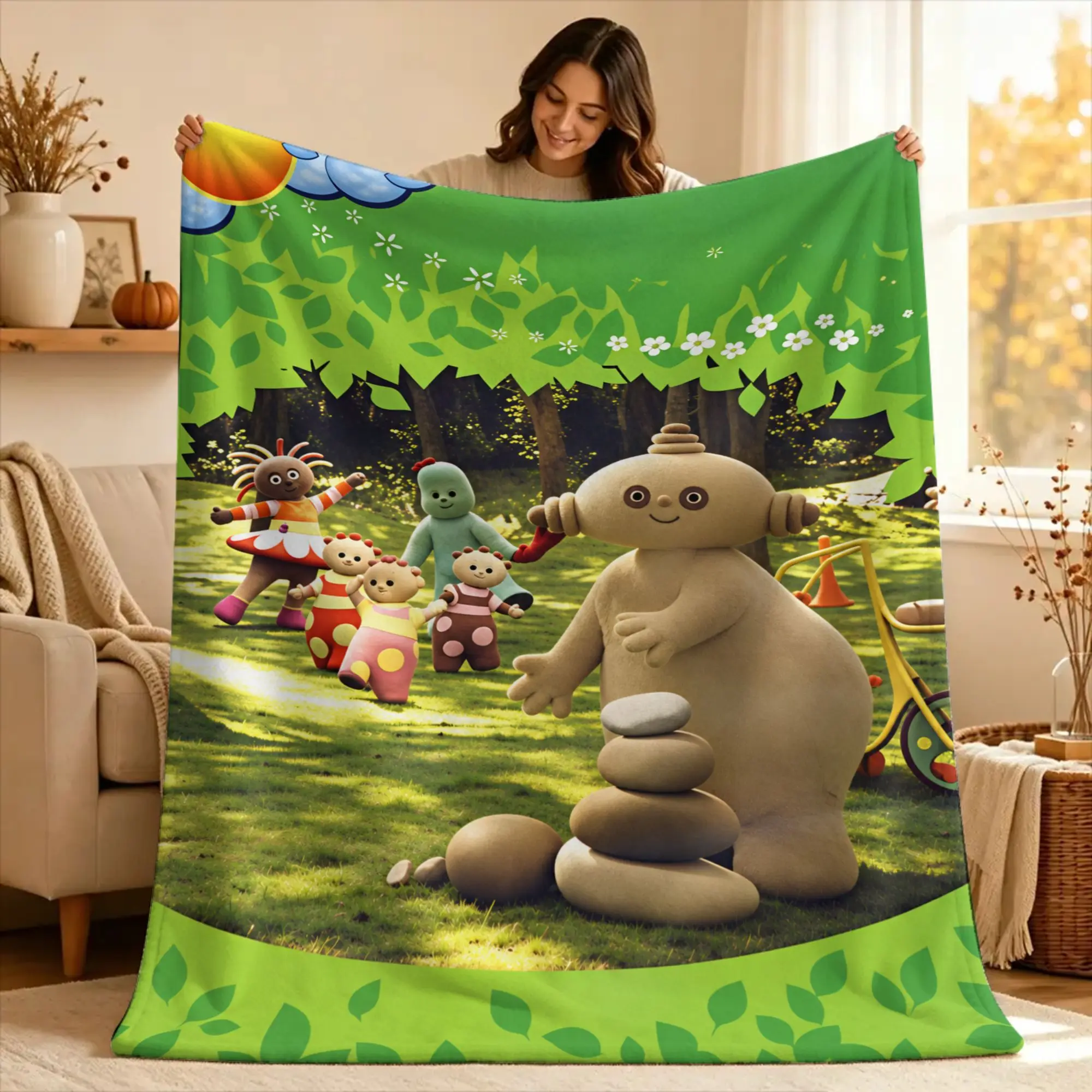 The Haahoos In the night garden Blanket  Warm Aesthetic Plush Throw Blanket For Bedroom Picnic Flannel Bedspread Bed Cover