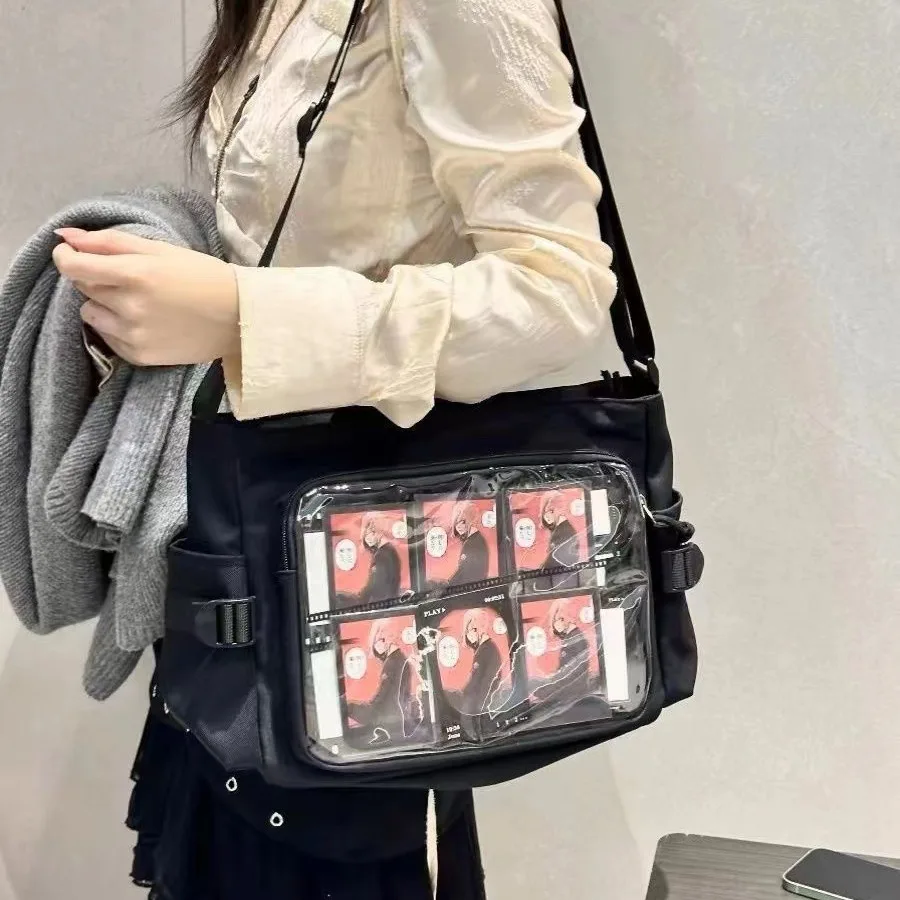 Japanese Y2K Transparent Class Crossbody School Bag Postcard Display Badge DIY Decoration Anime Expo Class Tote Ita Shoulder Bag view 3