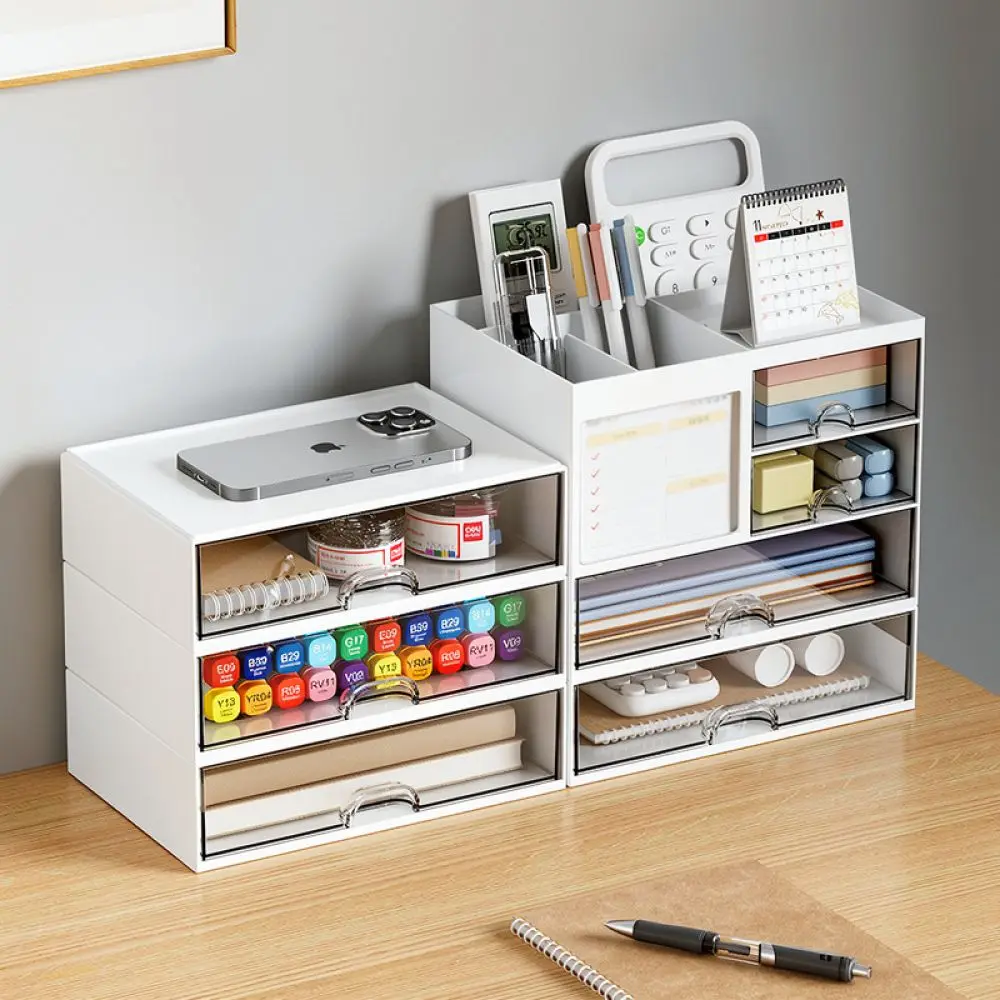 Modular Desk Organizer Drawer Storage Box Plastic Stationery Holder Case Modern Home Office Tidy Cosmetic Storage