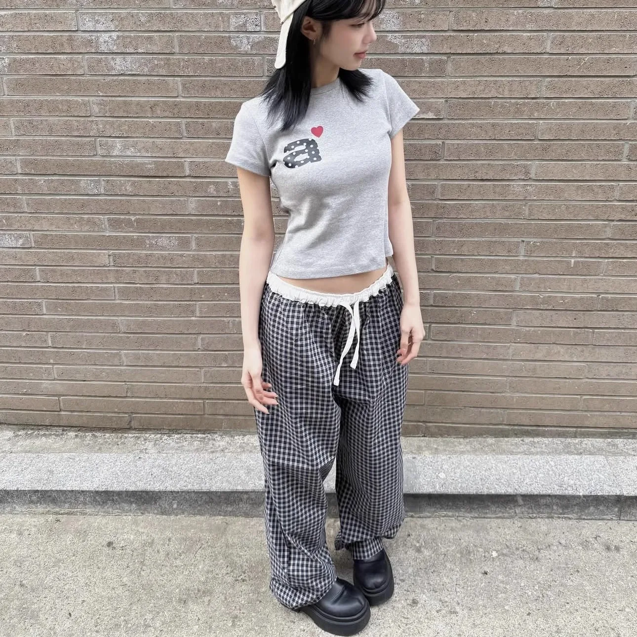 Confortable décontracté imprimé pur coton pantalons longs coréen Sle jambe droite pantalon Dstring taille élastique été nouveauté