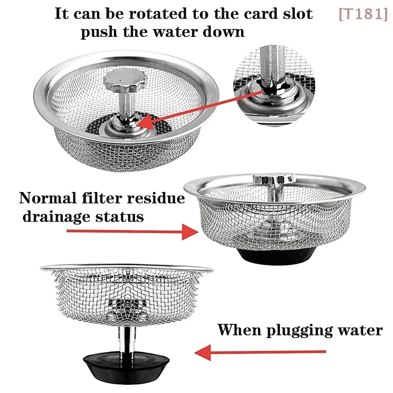 

[E] Stainless Steel Kitchen Sink Filter Mesh Sink Sewer Strainers Bathroom Floor Drains Catcher Waste Drain Hole Filter