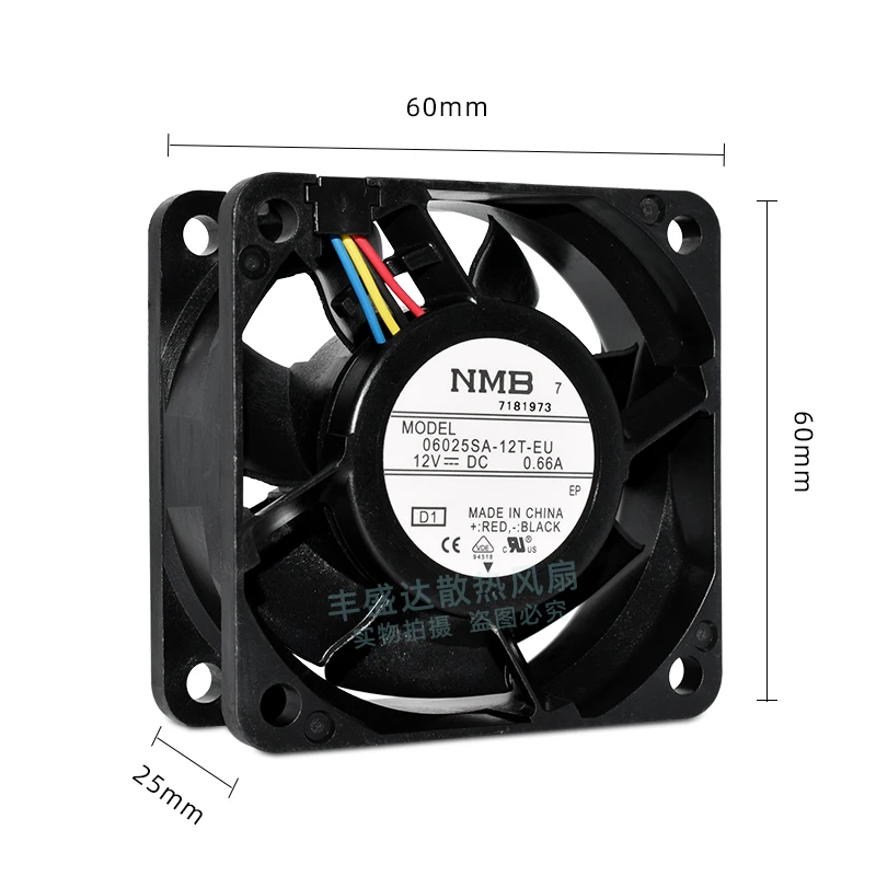 NMB 06025SA-12T-EU DC 12V 0.66A 60x60x25mm 4-Wire Server Cooling Fan