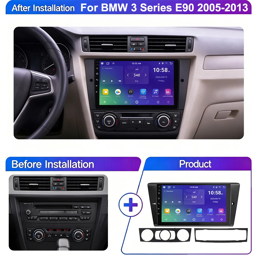 Android 13 For BMW 3 Series E90 E91 E92 E93 2005-2013 CarPlay Radio Multimedia Player Stereo WiFi Navigation GPS 4G Car Systems