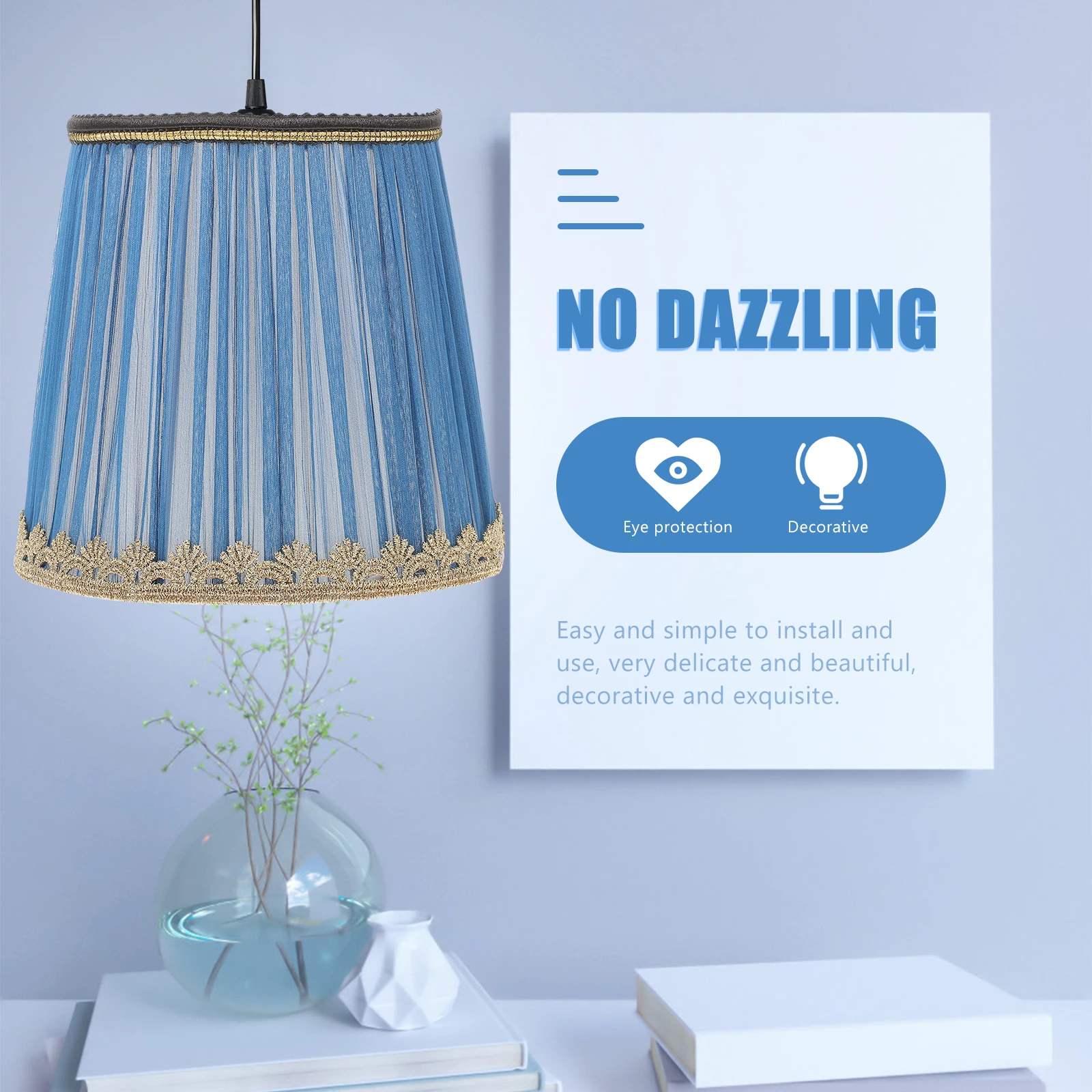 

1pc Dark Blue Cloth Lampshade Fabric Lamp Shades for Ceiling Wall Bedside Lamps Decorative Home Lighting Lampenschirm
