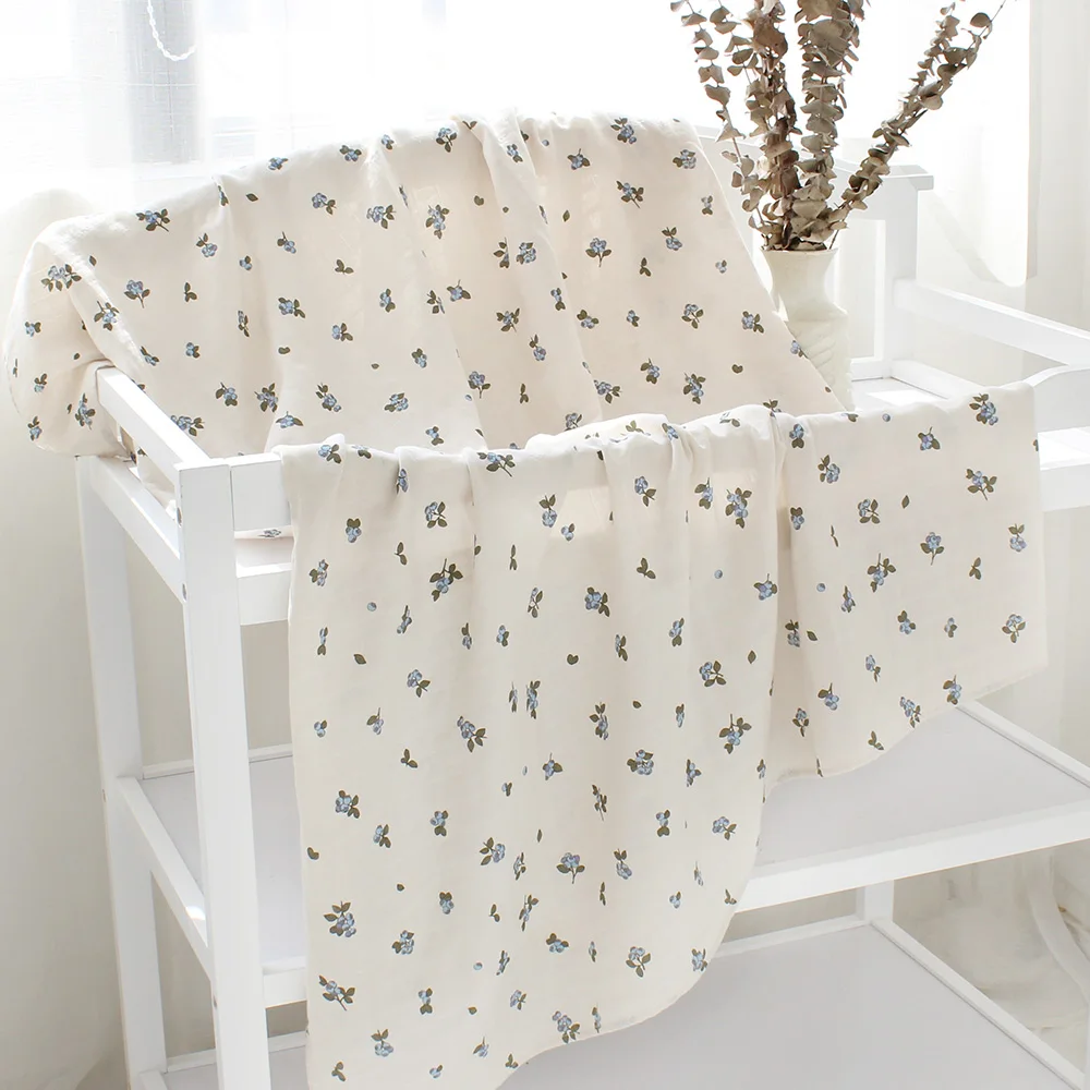 Couverture d'emmaillotage pour bébé, 100% coton biologique, couverture de réception pour nouveau-né, serviette de bain en gaze imprimée de fleurs