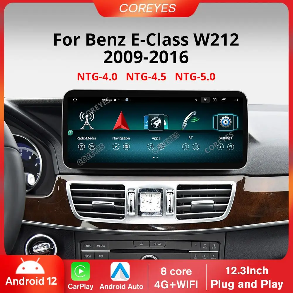 

COREYES 12.3" Android 12.0 Car Radio For Benz W212 2009-2016 Multimedia Player GPS Navigation Carplay 1920*720P BT Touch Screen