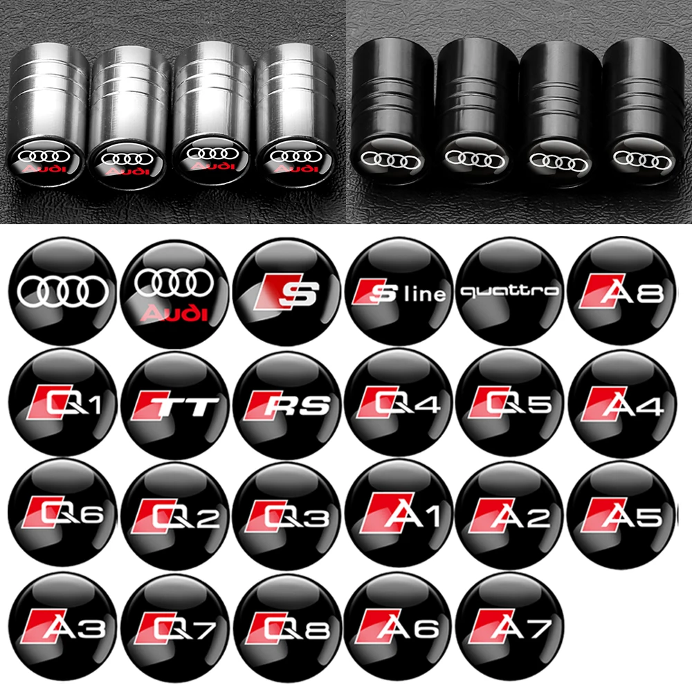 

Tire Valve Dust Caps Stem Covers Metal Car Wheel Tyre Air Valve Covers for AUDI OOOO SLINE RS S TT QUATTRO A4 A5 A6 A8 Q4 Q6 Q7