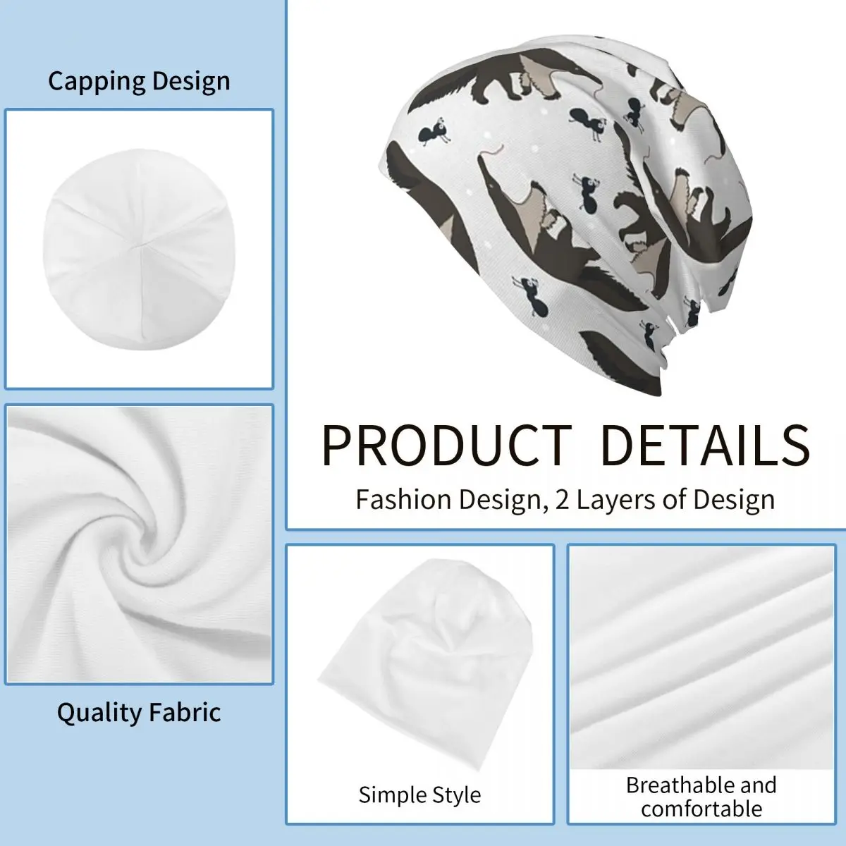 العملاق النمل والنمل في جميع أنحاء نمط Skullies قبعة حريمي شتاء دافئ في الهواء الطلق قبعة محبوك بونيه قبعات للرجال النساء الكبار #5