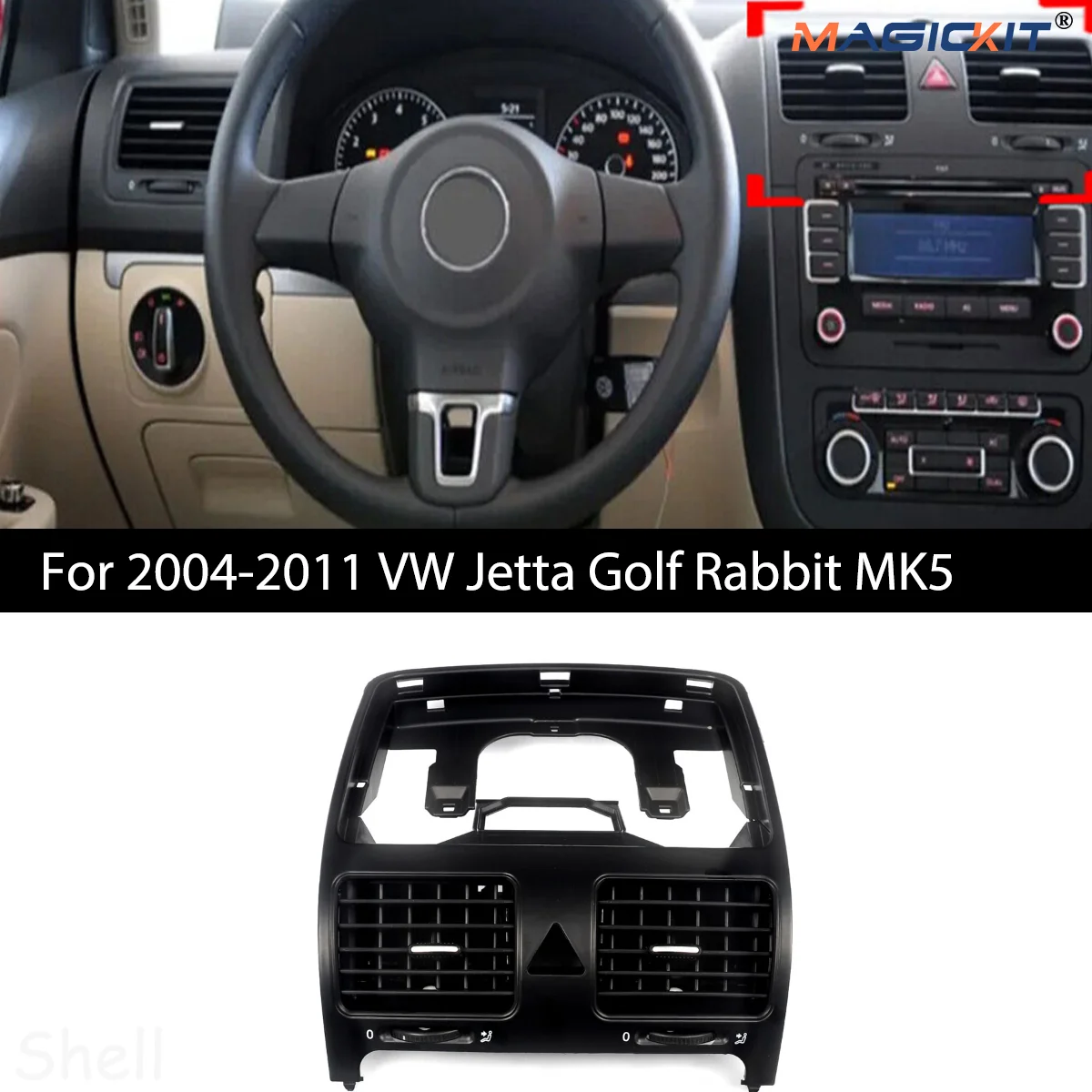 Dashboard Central Air Outlet Vent Set Fit For JETTA 2006-2011 MK5 For GOLF 2004-2009 MK5 For Rabbit 2006-2009 Car Accessories