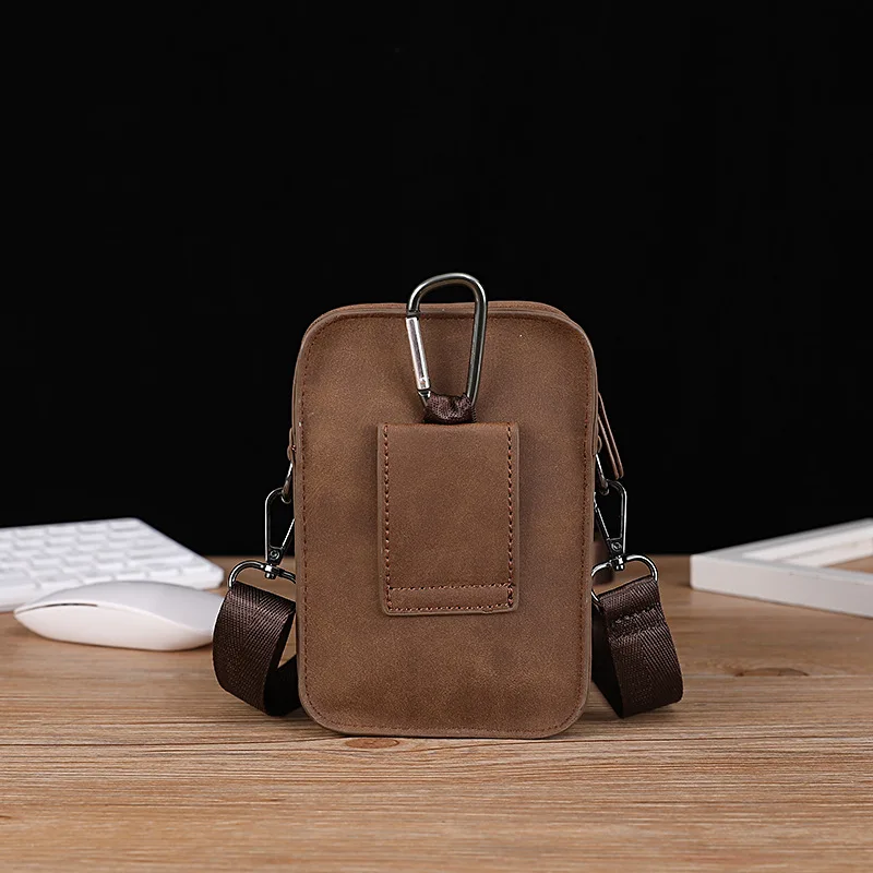 Men's Cell Phone Holster Belt Pouch Vintage Leather Waist Bag Fanny Pack Travel Shoulder Sling Bags Hip Bum Pack Pouch for Men