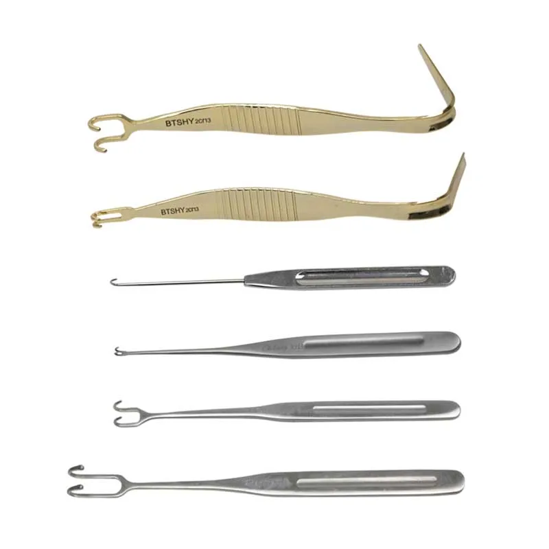 Nasal Bone Nose Bone Pull Hook Rhinoplasty Hook with Double Head Single Head Gold Handle Stainless Steel Plastic Face Tools