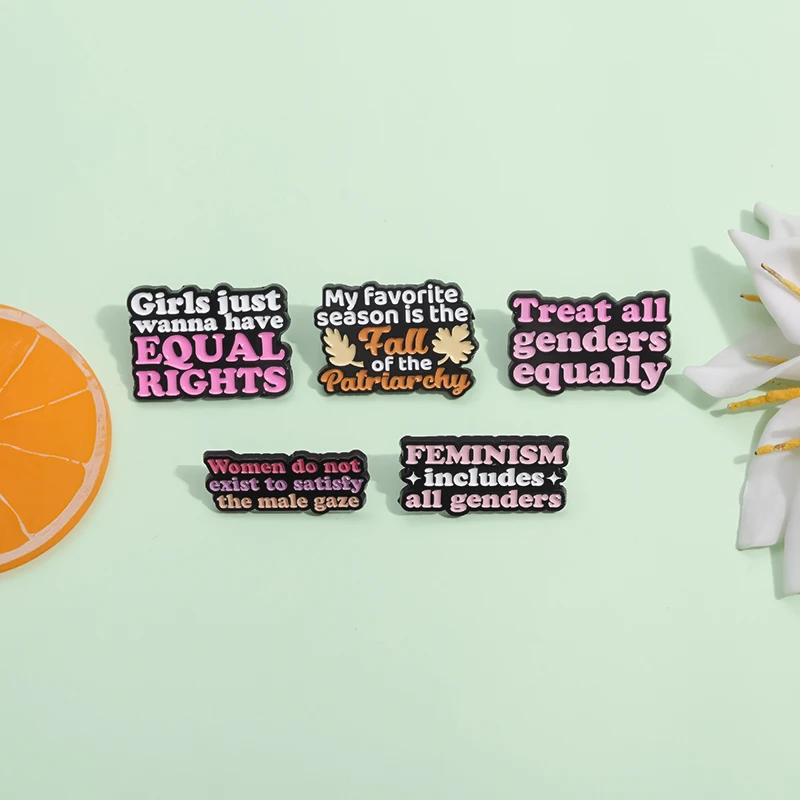 FEMINISM Includes All Genders Enamel Pins Women Gilrs Powers Creative Brooches Lapel Badge Clothes Jewelry Gift for Friends