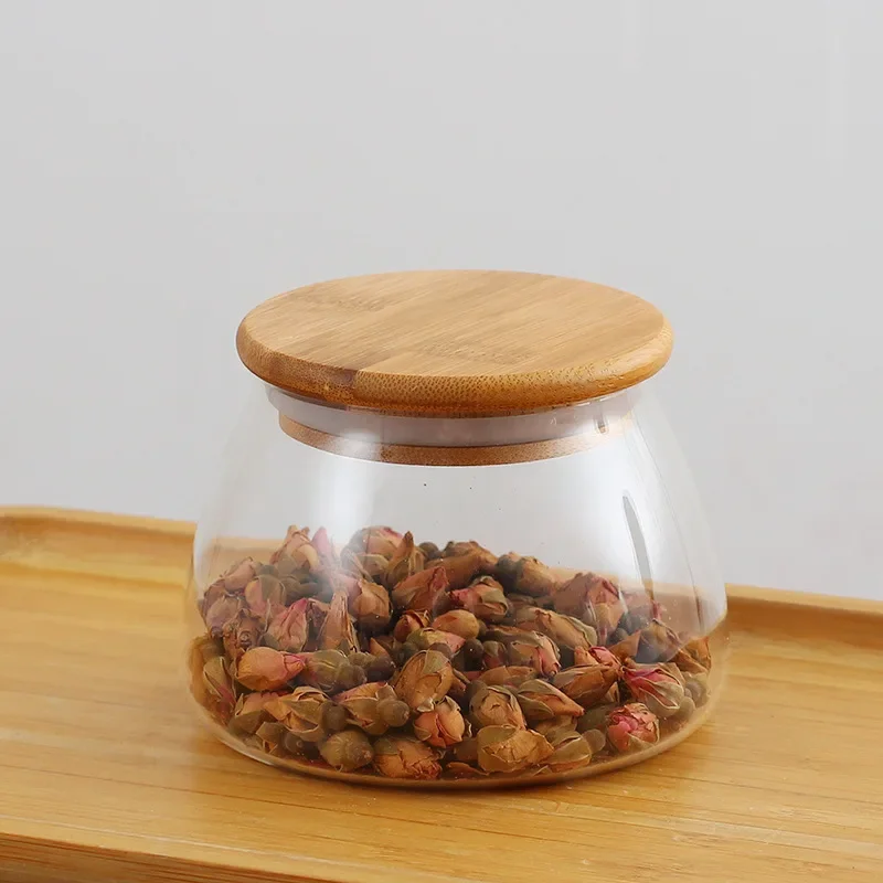 Spherical Glass Food Storage Container with Cork Lids Large Capacity Sealed Glass Bottles Pot Jar for Kitchen Organizer