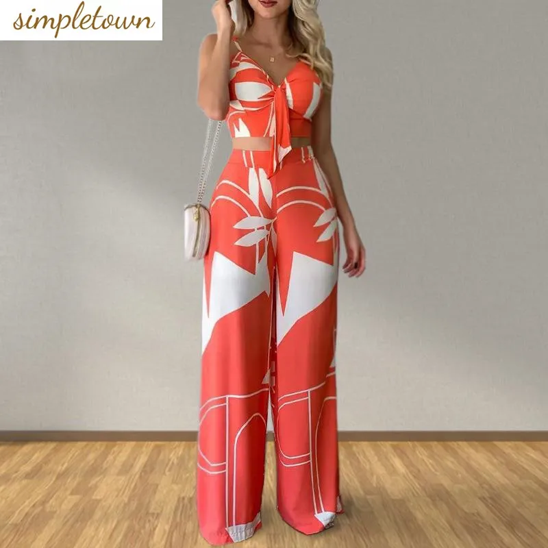 

European and American style new women's clothing temperament straight leg pants+sexy top fashionable casual two-piece set