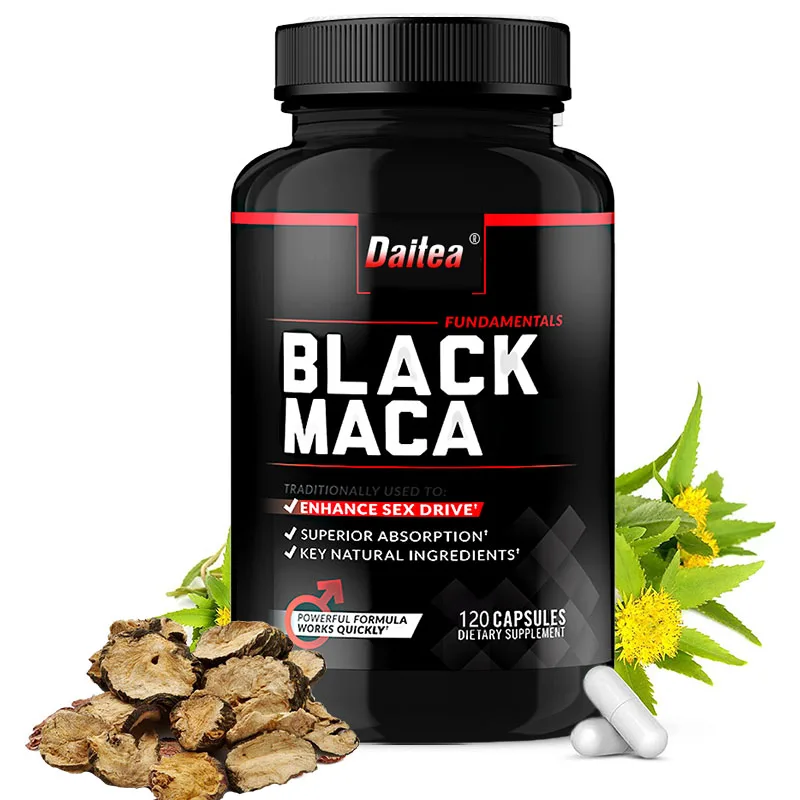 Organic Black Maca Capsules, Helps with Energy, Endurance, Mood Health, Antioxidant Support, Vegan, Non-GMO