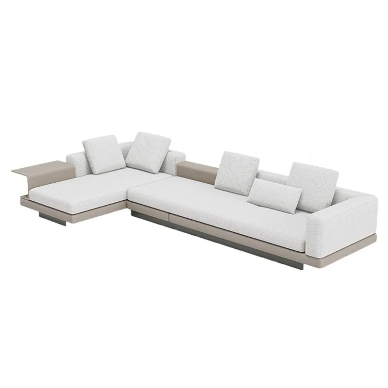 # Italienisches Connery Modernes Leinen-Ecksofa mit Chaiselongue, Geradliniges Eckdesign, Schaumstoffpolsterung für Apartments und Große Villen