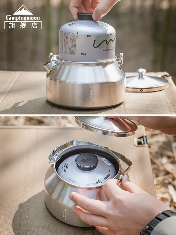 

CAMPINGMOON Stainless Steel Teapot Portable Outdoor Kettle for Camping Picnic Coffee Brewing BKSW-1 Camping Cookware Equipment