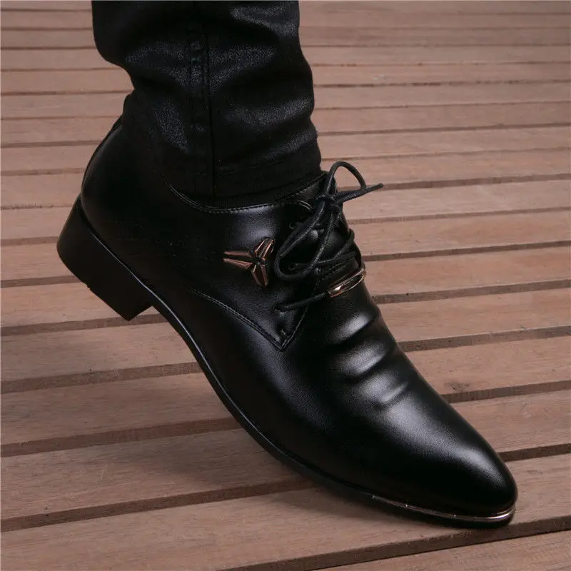 Luxury Brand Classic Man Pointed Toe Dress Shoes Mens Genuine Leather Black Wedding Shoes Male Oxford Formal Shoes