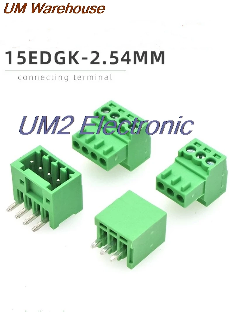 

15EDGK2,54 мм Вставной разъем для печатной платы RC изогнутая игла мужской и женский полный набор 50 шт.