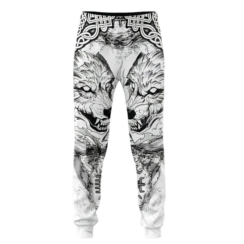 Pantalones de chándal largos con estampado 3d para hombre, pantalones de camuflaje holgados Vintage con tatuaje vikingo para hombre Y2k, pantalones informales para correr, ropa de calle, pantalones deportivos para gimnasio