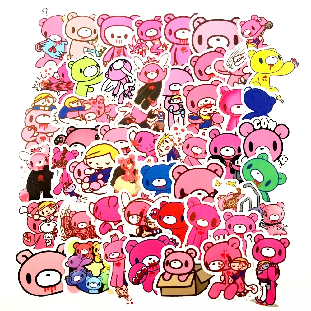 50Pcs Cartoon Pink Bears Stickers Anime Stickers for Laptop Luggage Motorcycle Phone Skateboard Car for Kids Pegatinas