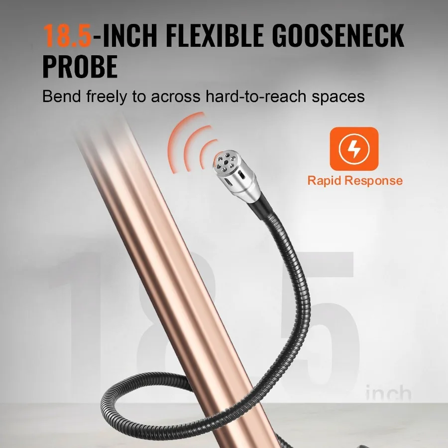 Detector de vazamento de gás 5010 000 PPM Detector de gás natural com sonda de 18,5 polegadas