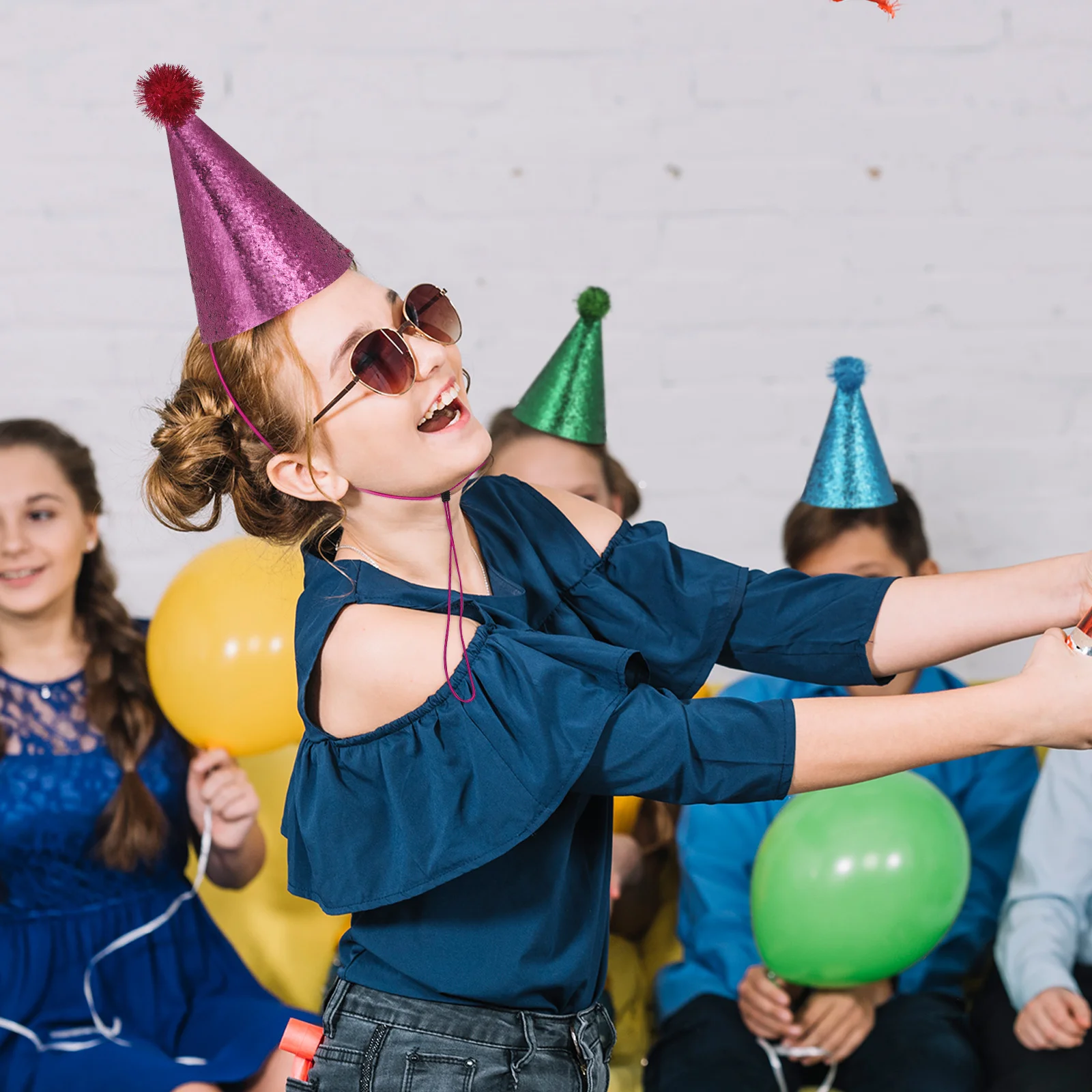 

10Pcs Triangle Party Hats Colorful Cone Birthday Hats Adjustable Strings Birthday Party Supplies for Adults Kids Pets