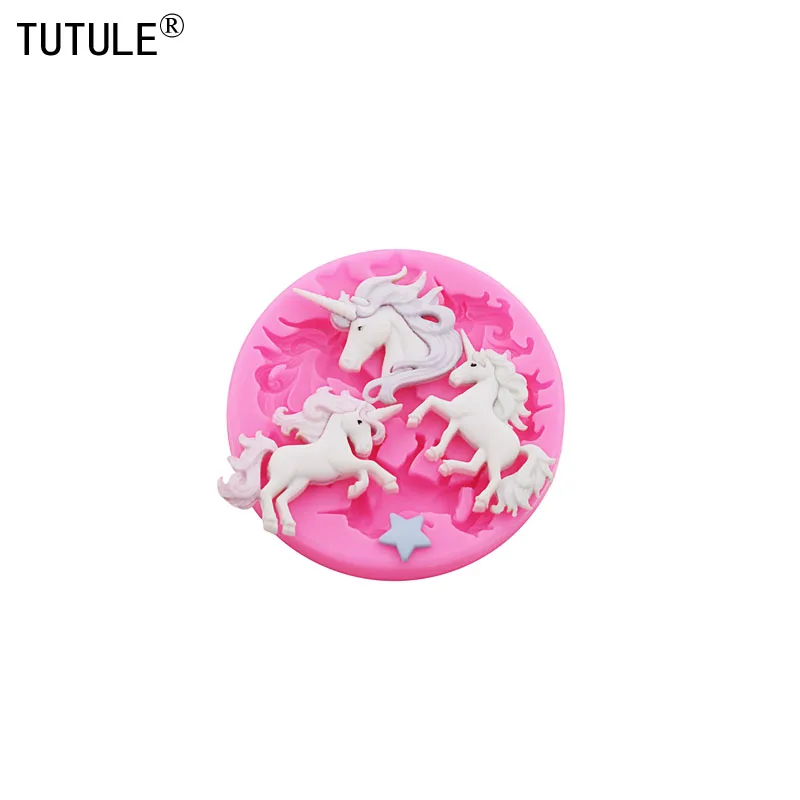 DIY horse Flip Candy Chocolate Cake Silicone Mould 3D unicorn drop glue clays epoxy resin jewelry Accessories Silicone Molds