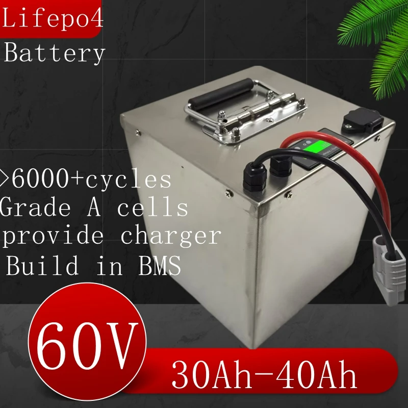 

LiFePo4 Lithium Battery 60V 30Ah 40Ah with BMS 20S for 1000W 2000W 3000W 4000W Electric Scooter Motorcycle Mobility Tricycle