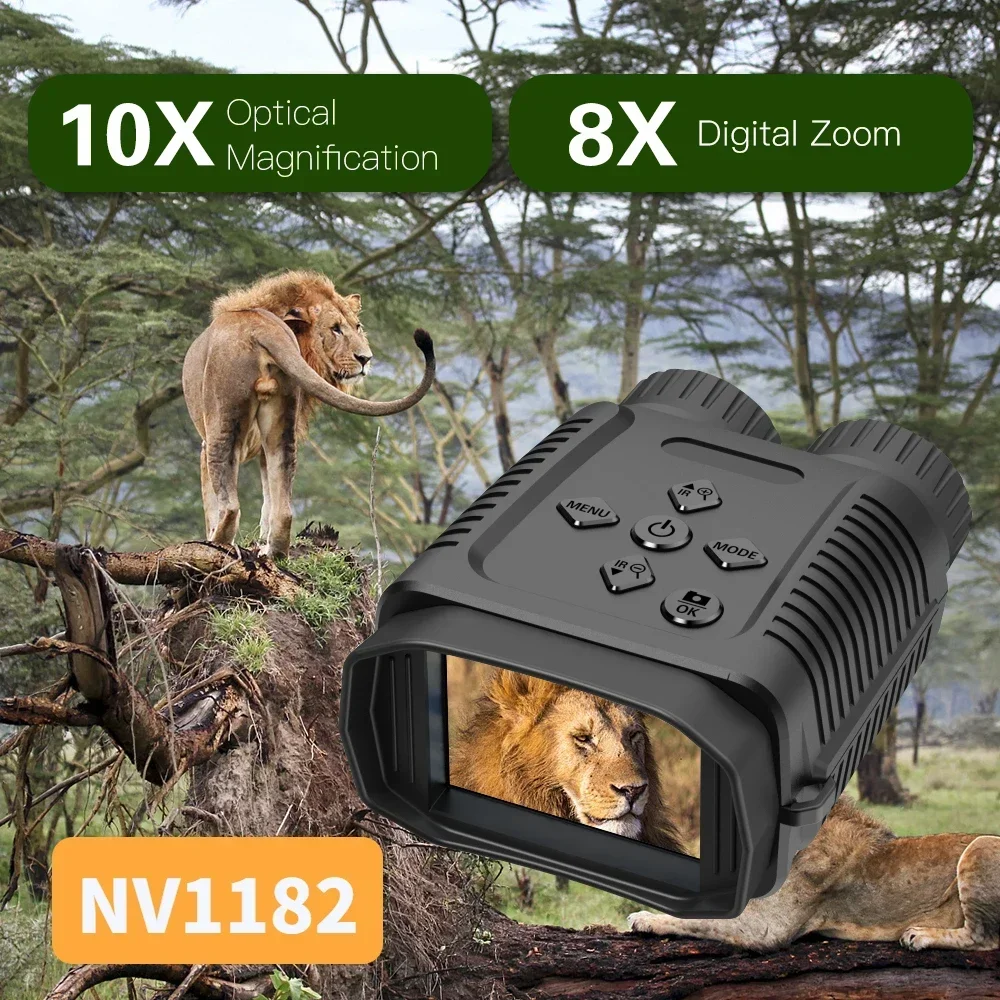 NV1182 نظارات الرؤية الليلية مناظير 2.4 بوصة شاشة LCD كبيرة 8X تكبير مع مناظير تسجيل فيديو FHD بطارية 2600 مللي أمبير في الساعة