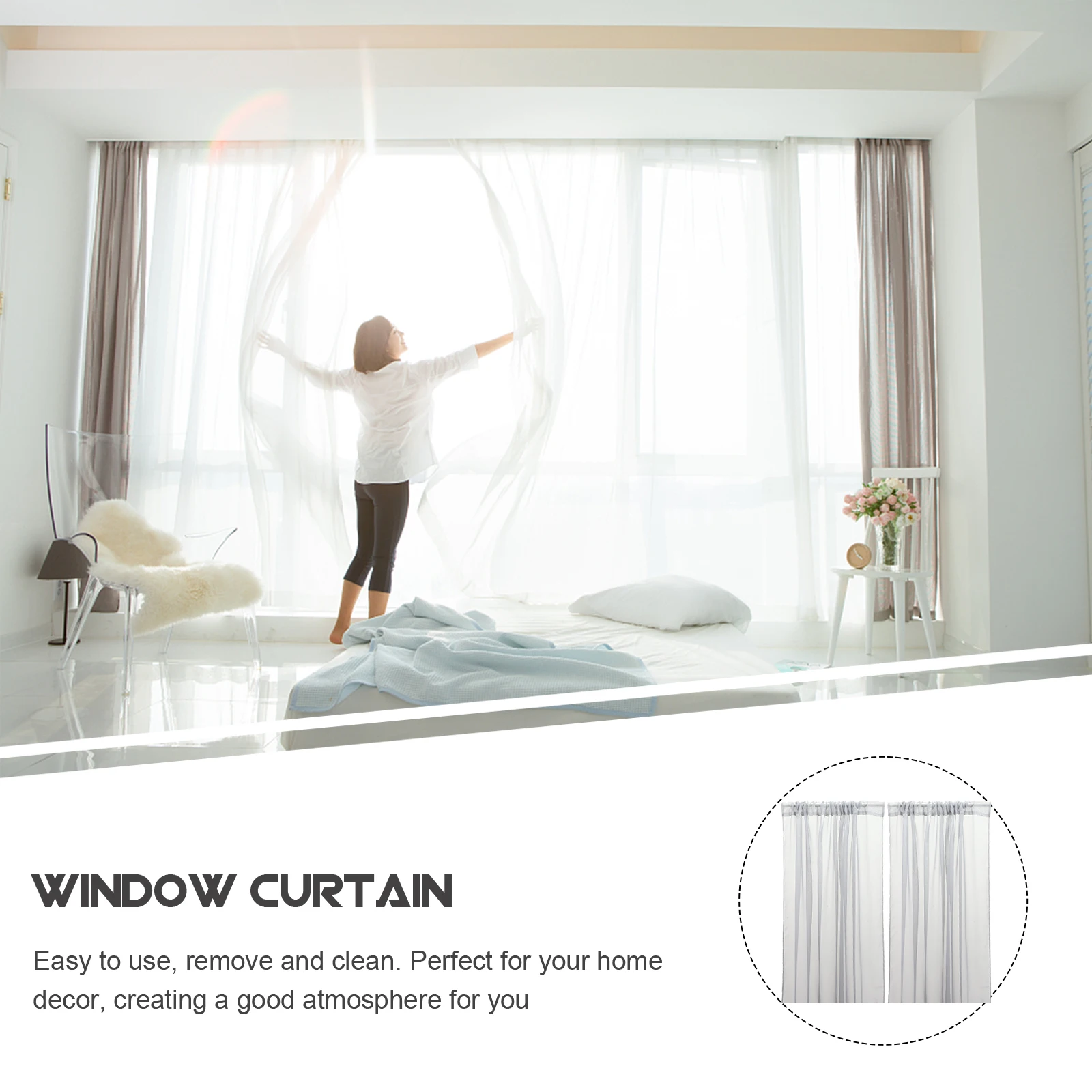 

2pcs Sheer Curtain Panel Window Door Drape Privacy Screen Lightweight Decor Draping Curtains Window Coverings