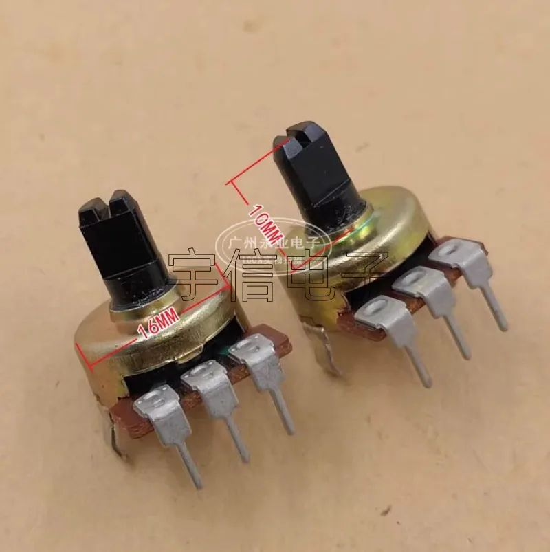 5PCS 161 Type Potentiometer Single Connection B20K B50K B100K A50K Half Shaft 10MM Volume Adjustment B203 B503 B104 A503 3-Pin