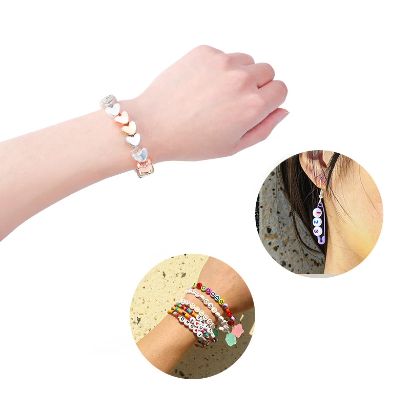 50 Stück/Set Großloch-Herzperlen CCB Lose Abstandsperlen Anhänger für Schmuckherstellung DIY Halskette Armband Schlüsselanhänger Zubehör – Detail 6