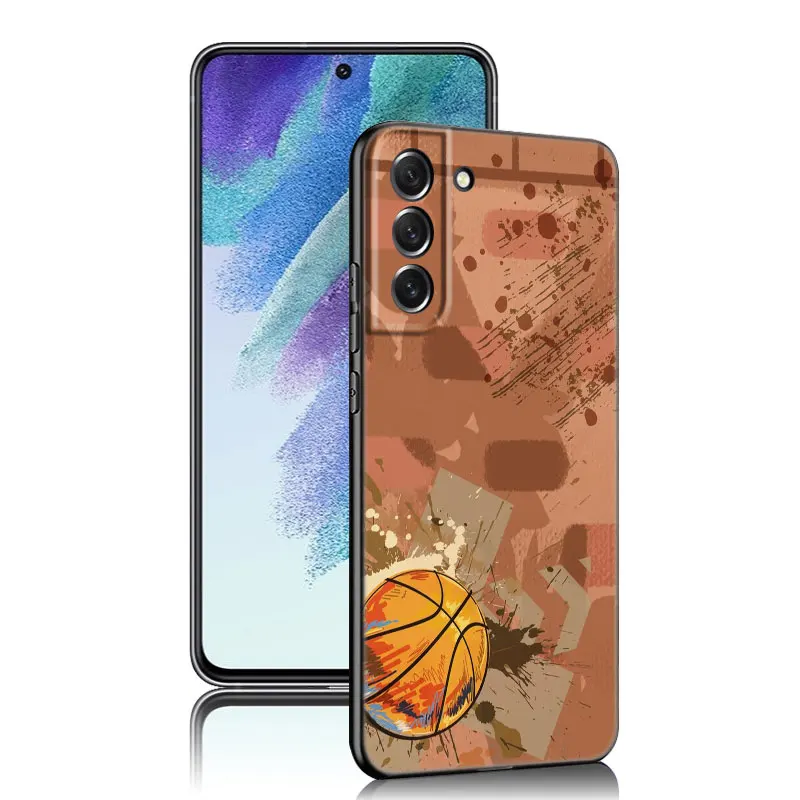 Basketball Basket Number Phone Case For Samsung Galaxy S22 S21 S20 Ultra FE S10E S10 Lite S9 S8 Plus S7 Edge Soft Black Cover