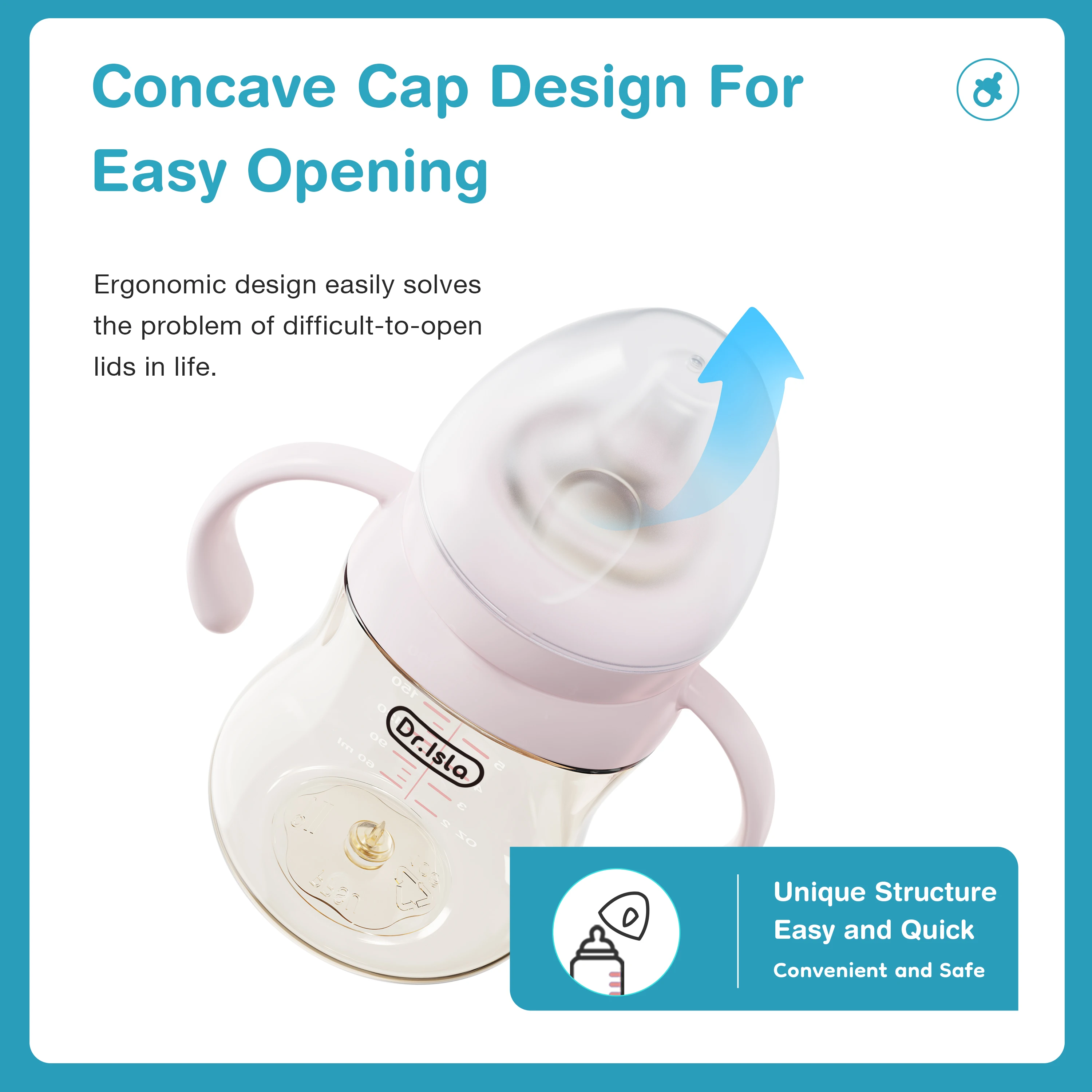MAMIJOY Baby Bottle 160/240/300ml Wide-mouthed With Handle Thermochromic Scale Concave Cap Newborn Baby Bottle BPA＆BPS-FREE PS73 view 5