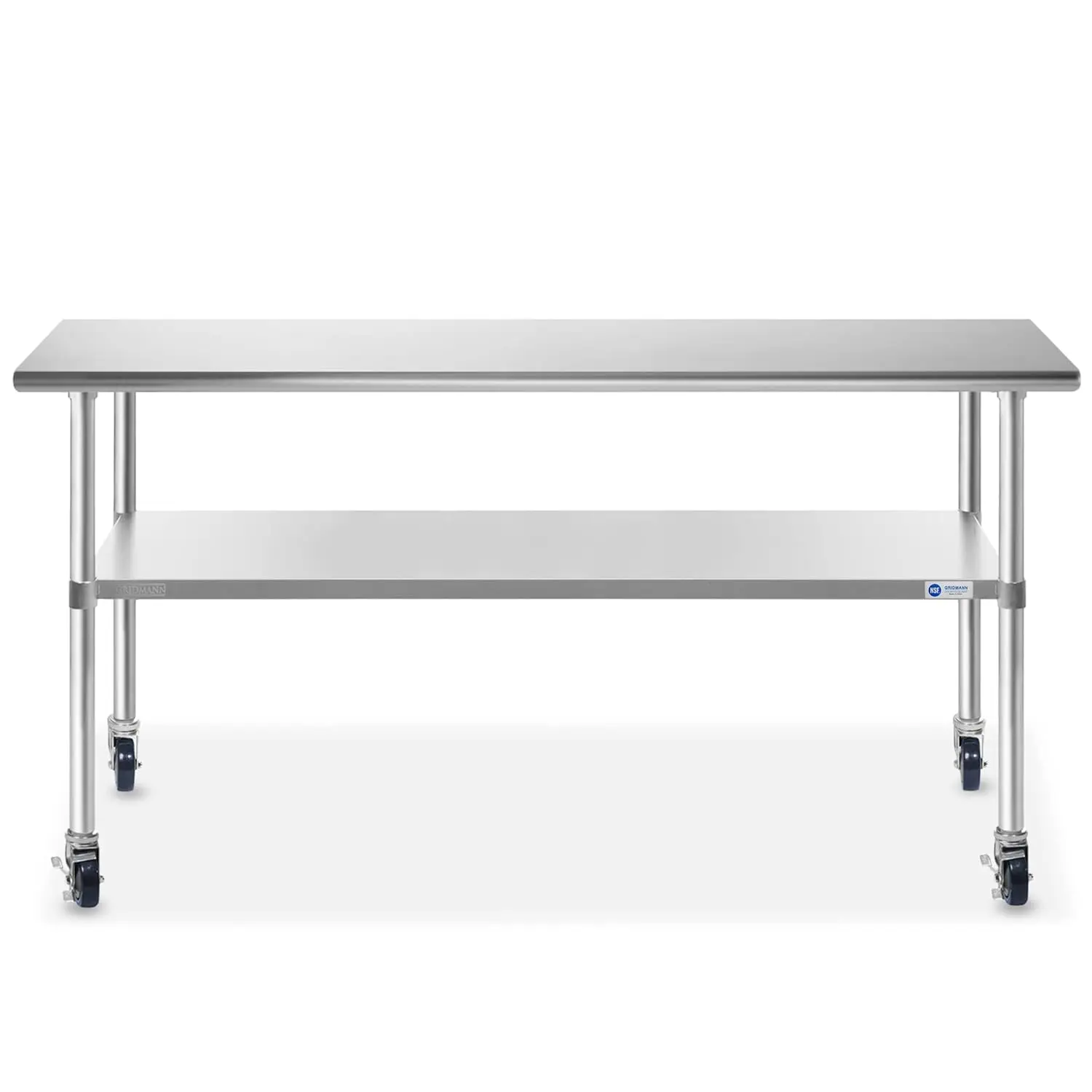 Stainless Steel Work & Prep Table 72 x 24 Inches with Caster Wheels and Under Shelf for Restaurant, Home, Hotel