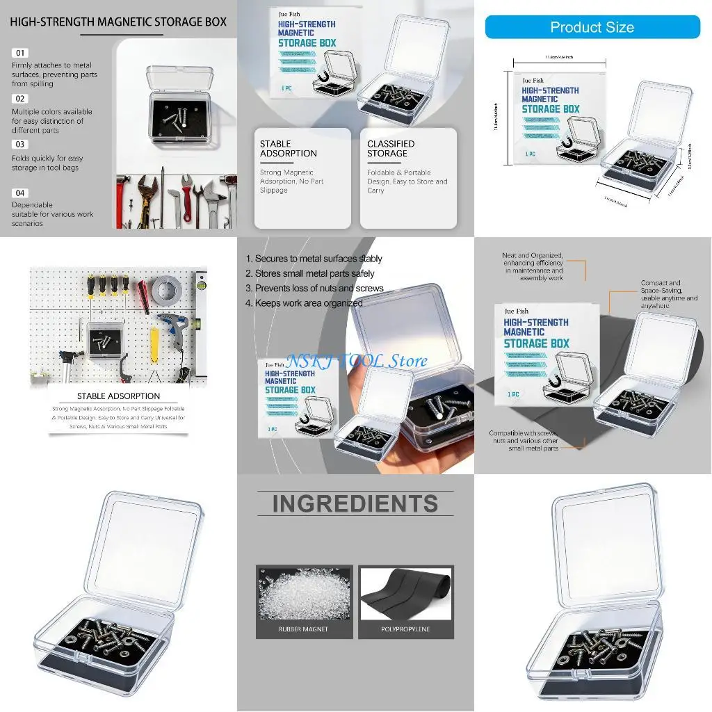 L8RC Portable Tool Storage Box Magnets Secure Metal Items Great For Electronic Repair