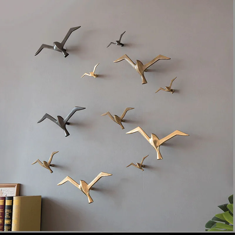 Luxury Pure Copper Creative Bird Seagull Wall Hanging Wall Decoration Retro Bar Shop Ornament Living Room Birthday Gift Sea Gull