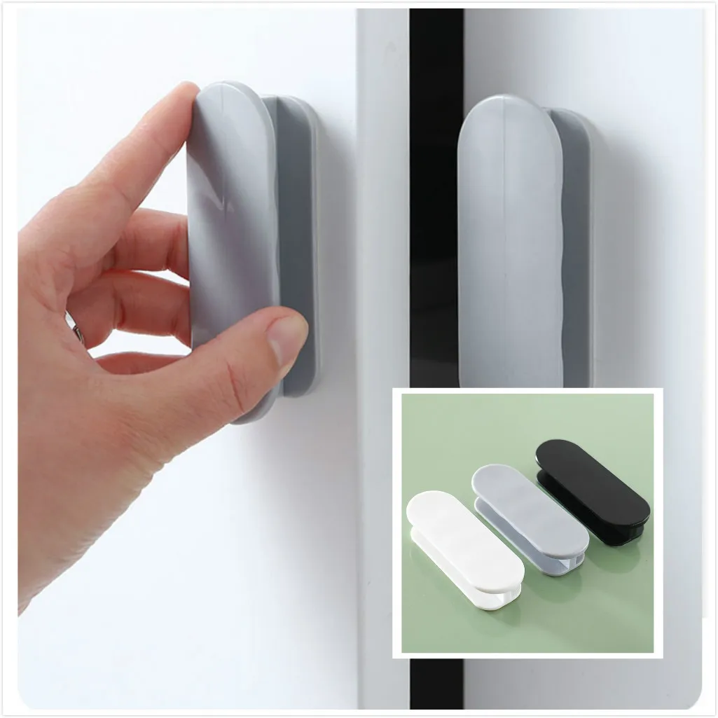 2PCS Window Cabinet Drawer Handles Self-adhesive Door Wardrobe Handle Organizer Paste Open Sliding Door Knob Auxliary Device