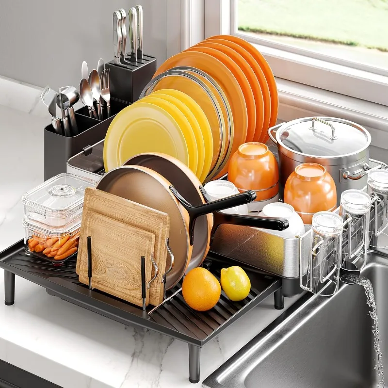 

Expandable Dish Drying Rack for Kitchen Counter, 304 Stainless Steel Dish Rack, Multi-function