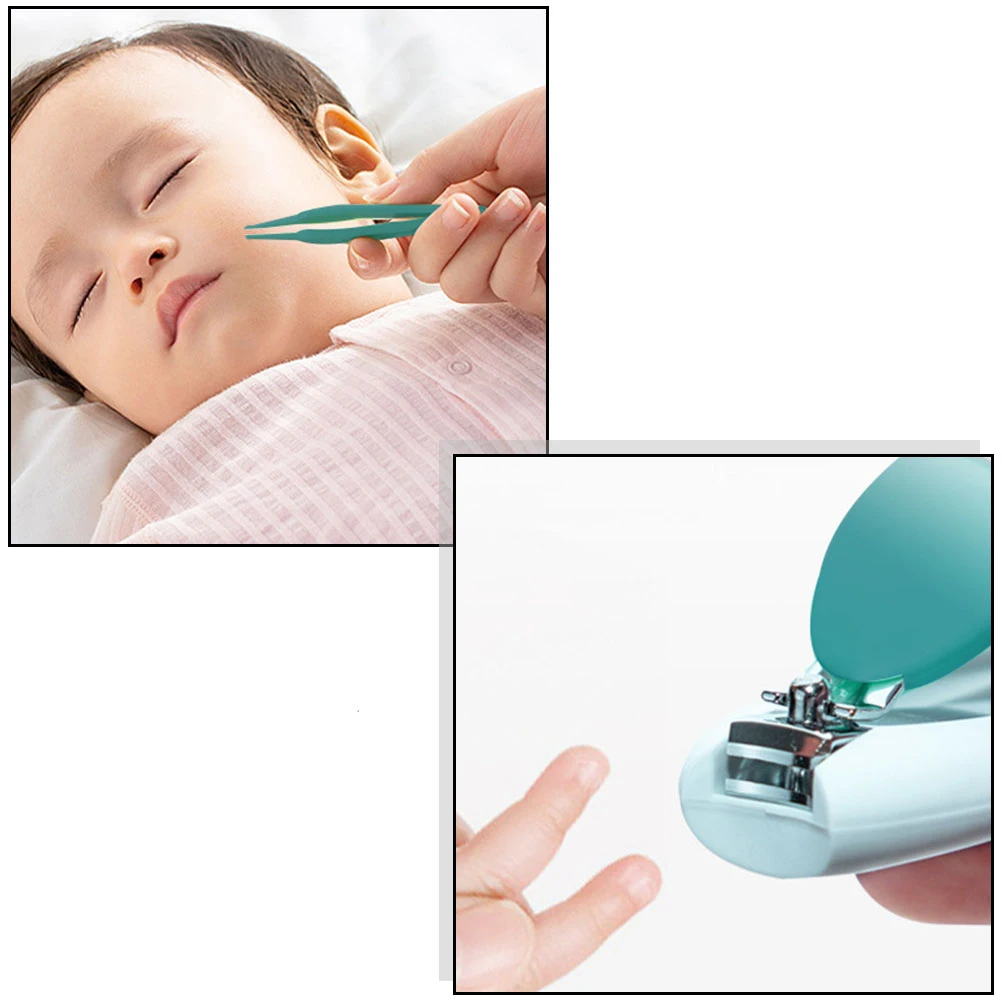 

5-in-1 Baby Nail Clipper Kit Infant Stainless Steel Manicure Set Easy Grip Rounded Blades Washable Disinfectable for Children