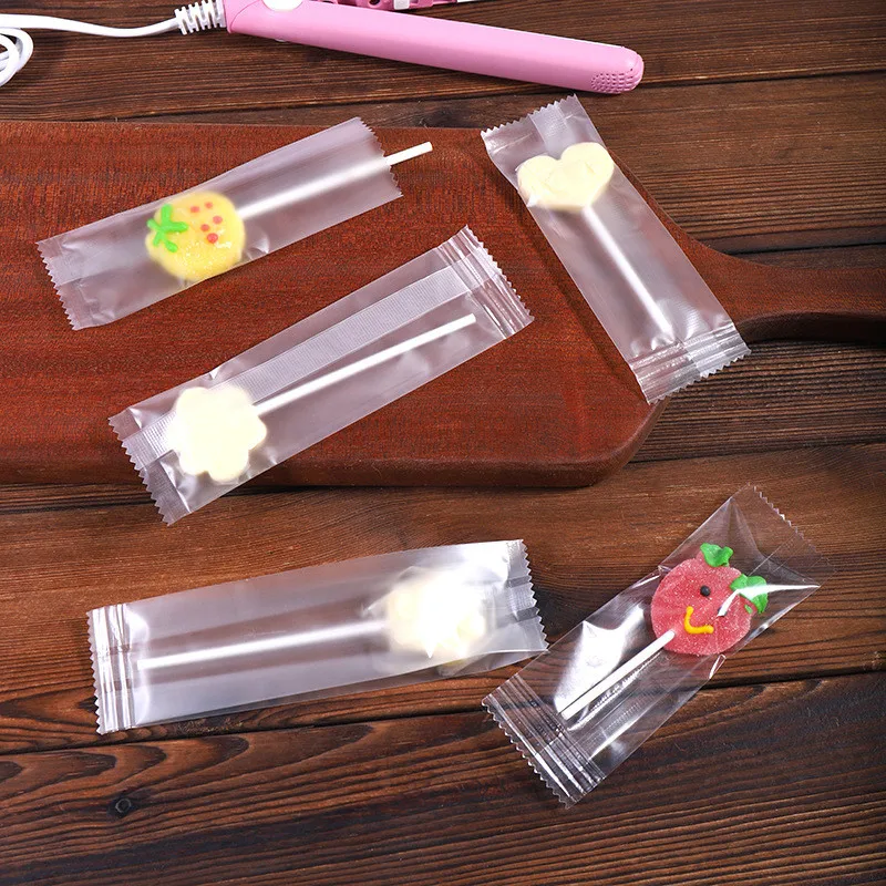 50Pcs Transparent Frosted Clear DIY Handmade Lollipop Candy Sugar Bags Machine Sealing Packaging