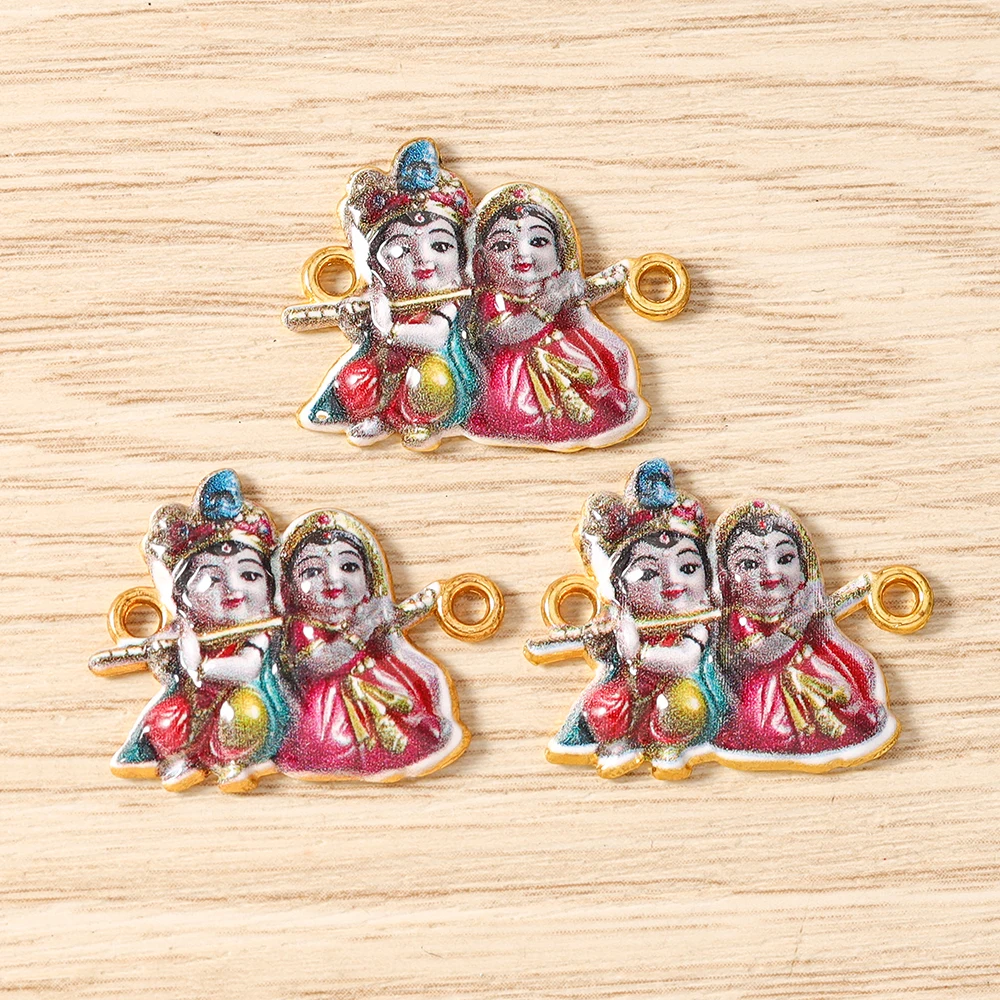 Tusember 20 Stück Emaille-Öltropfen-Anhänger mit Hinduismus-Motiven: Ganesha, Göttin, Kashi, Vishnu für Ohrringe, Halsketten, Schmuckherstellung, DIY-Zubehör – Detail 11