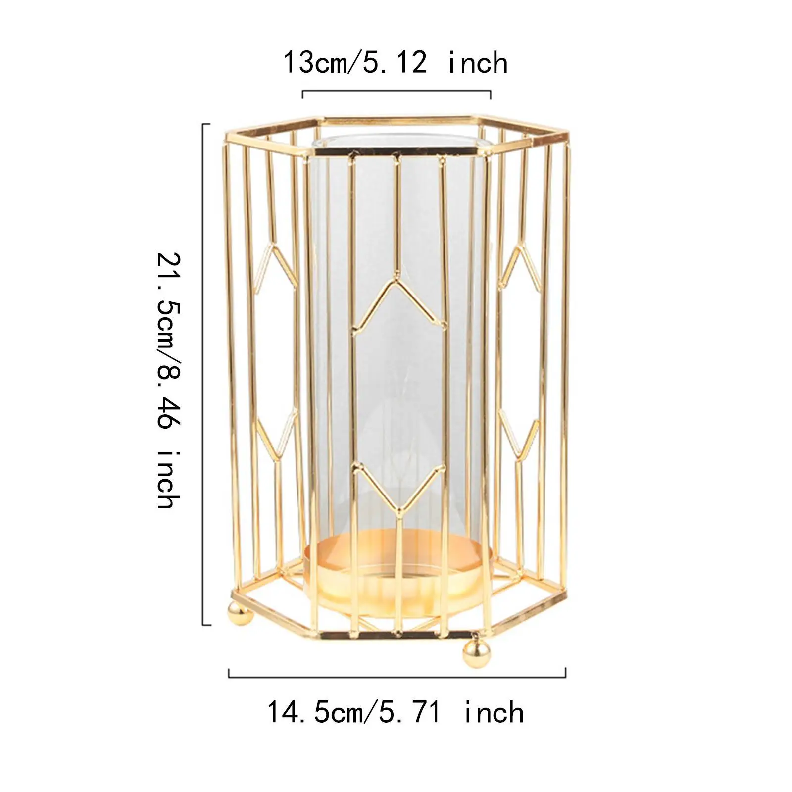 Vaso de mesa de metal de vidro, vaso central de armazenamento, vaso de flores decorativo, suporte para estante, armário, casa, quarto interno