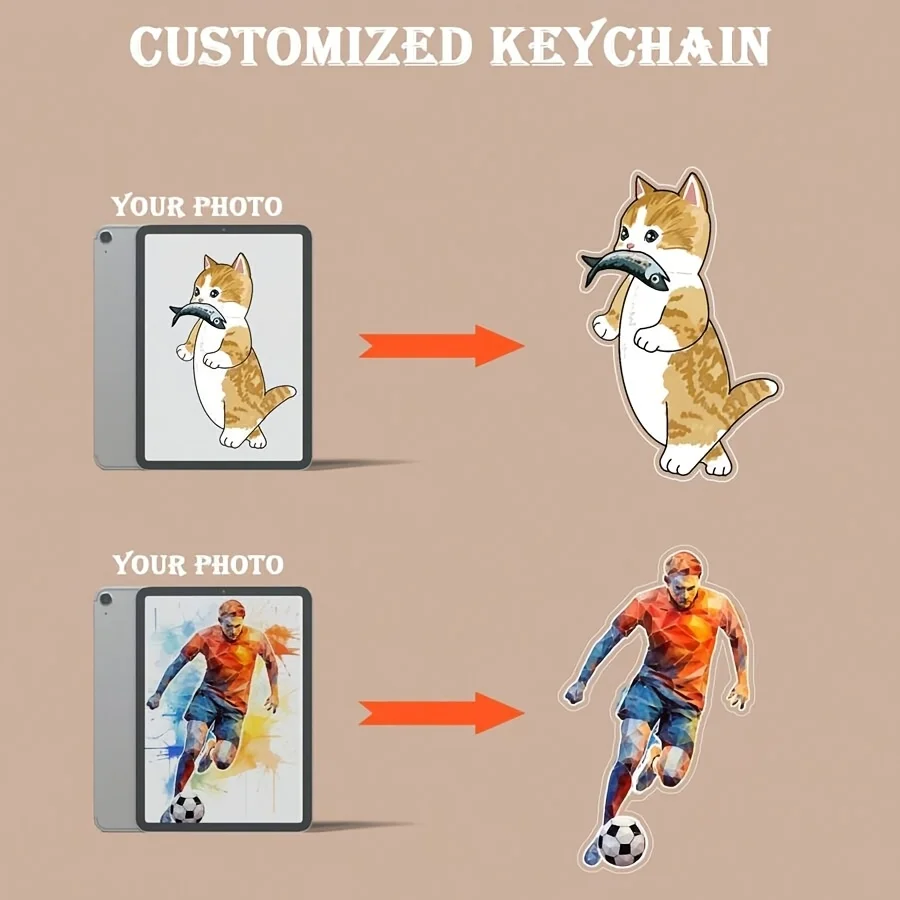 DIY Customized Acrylic Keychain Allow Photo & Text Upload Double Side Clear Printing Key Ring Ornament Unique Keepsake Gift For