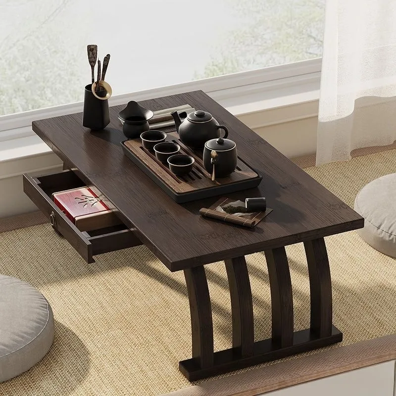 Balcony bay window, small table, windowsill, small coffee table, home Chinese antique tea table, sitting tatami table