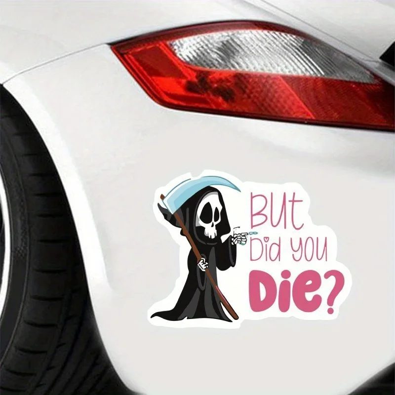 1PC Unique Witty Grim Reaper Decal - Waterproof Durable Dark-Humorous Flair - Personalization for Cars Laptops Phones