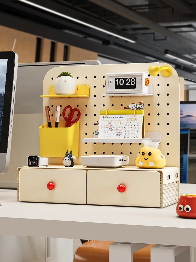 Desktop hole board shelf No punching metal vertical learning desk Workstation storage heightening rack