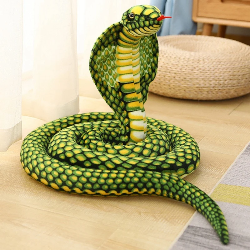 Stuffed Animal Cobra Snake Plush Stuffed Python Cobra Doll Prank Prop Animal Party Decoration Gift Durable Easy To Use Yellow